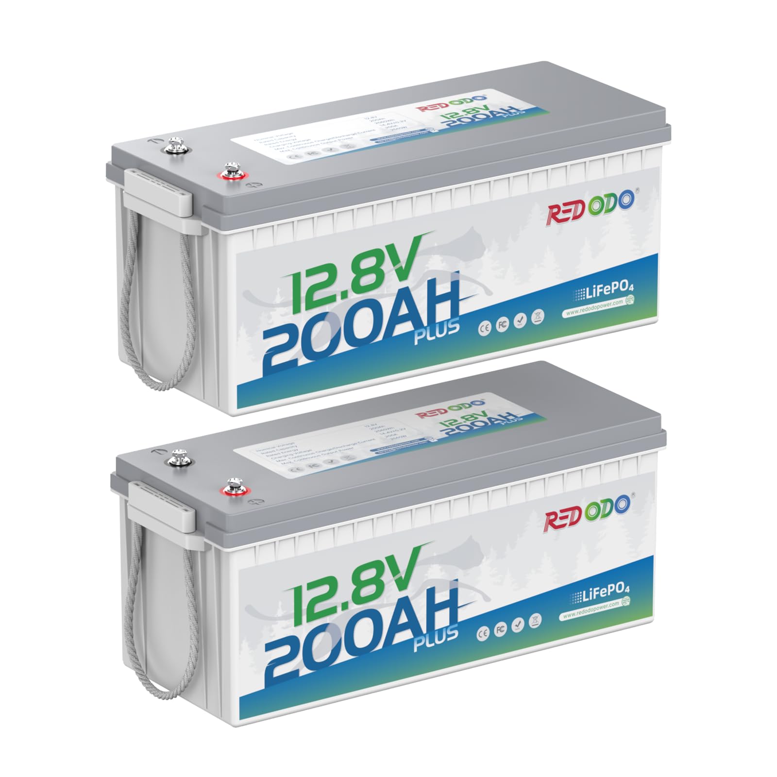 Redodo 12V 200Ah Plus Lithium LiFePO4 Battery (Pack 2), Max 2560W Power Output, 200A BMS Protection, 4000-15000 Deep Cycles,Perfect for Home Solar Storage, RV, Marine, etc