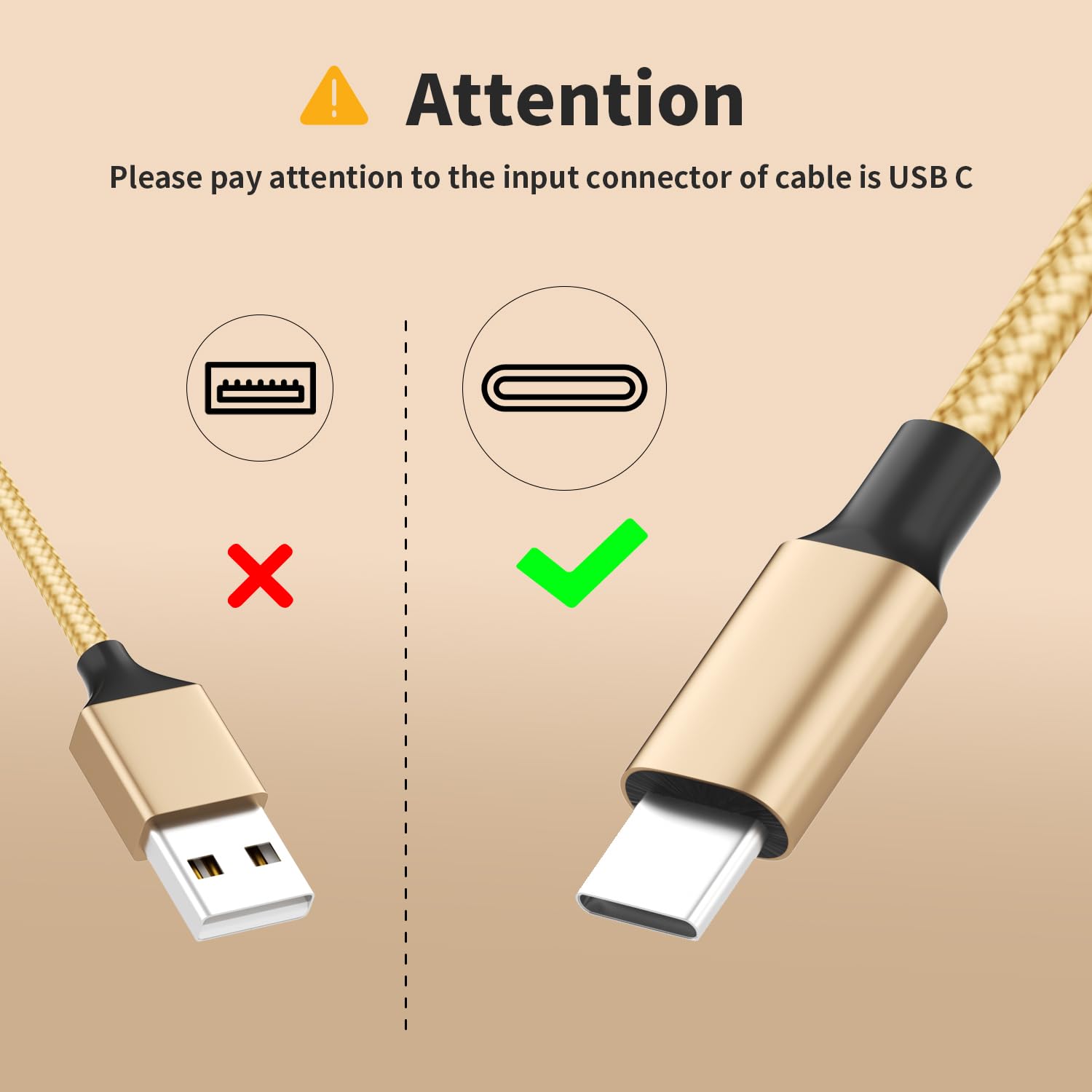 MPATIBY USB C Multi Charging Cable [2Pack 4FT], 3 in 1 Charging Cable Nylon Braided USB-C Multiple Charger Cord with Type-C, Micro USB and IP Port for Cell Phones and More (Golden)