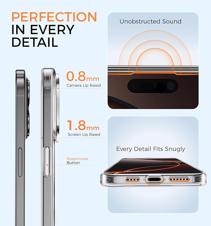 MAGIC JOHN 360° Rotatable Magnetic Invisible Stand for iPhone 16 Pro Max Case [Camera Control Button] [Compatible with MagSafe] 16FT Shockproof for iPhone 16 Pro Max Case 6.9'' with Kickstand, Clear