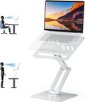 Urmust Height Adjustable Laptop Stand for Desk with 360°Rotating Base, Foldable & Portable Laptop Riser, Computer Accessories for Collaborative Work, Compatible with MacBook Pro, All Laptops 10"-17"