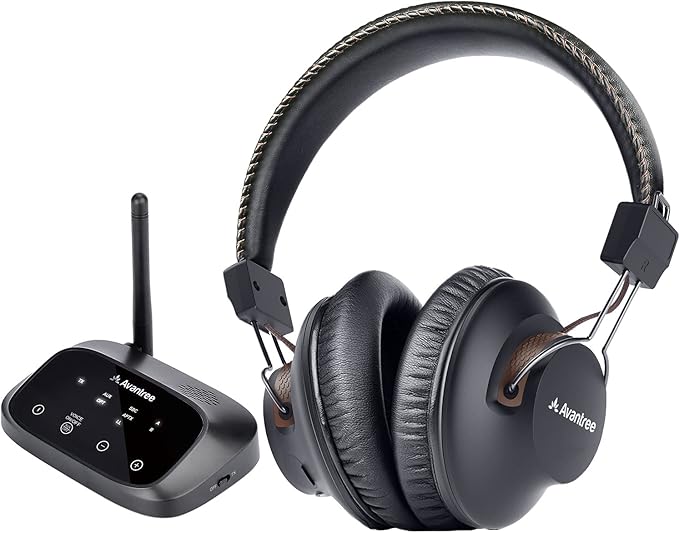 Avantree HT5009 - Wireless Headphones for TV Watching with Clear Dialogue Mode, Enhanced Volume & Comfortable Fit for Seniors, 40hrs Bluetooth Headset, 164ft, Pass-Through Support, No Audio Delay