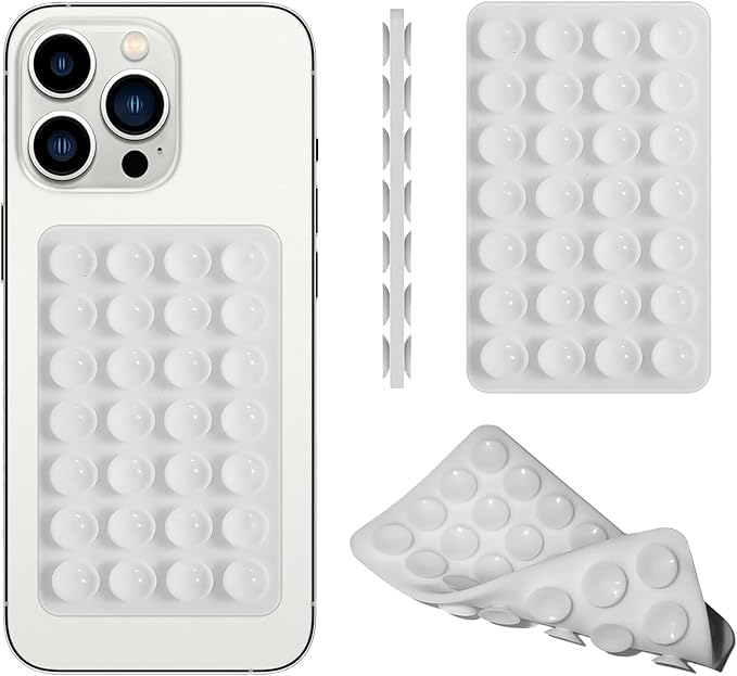 DreamsLink.LC Silicone Double-Sided Suction Phone Detachable Mount, Fidget Sticky Grip Hands-Free for Makeup, Gym, Cooking, ASMR/TikTok Recording & Selfie, Content Creator Trendy Gift (Clear
