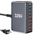 320W USB C Fast Charger Block, Multi-port USB Charging Station, GaN Ⅲ Double 100W PD PPS Port Fast Charging Station for Multiple Devices,Laptop Wall Charger Compatible with MacBook, iPhone 17,iPad etc