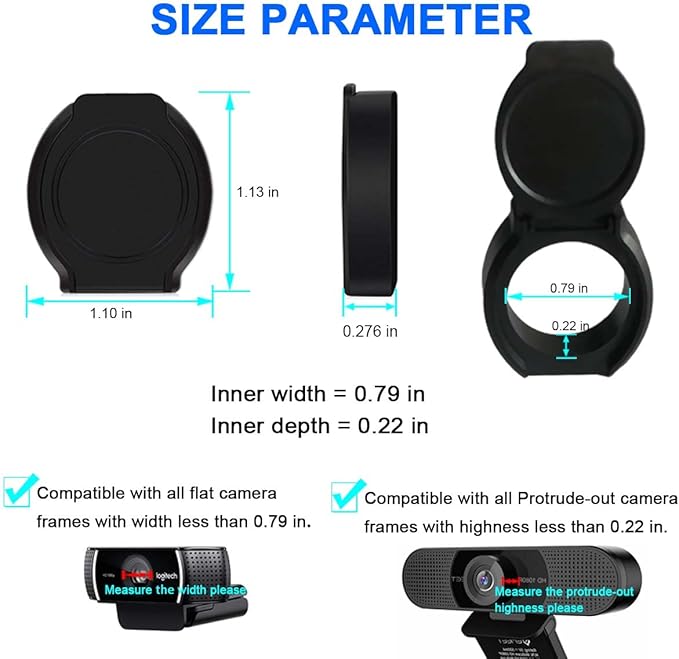 2 Pack Universal Webcam Cover, Desktop Computer External Webcam Lens Covers Shutter Cap Hood, Streaming Web Camera Privacy Cover Clip Compatible with Logitech HD Pro Webcam C270/C615/C920/C930e/C922X