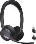 Yealink BH70 UC Wireless Bluetooth Headset with Microphone for Work, up to 35h Talking Battery, Teams UC Compatible Headsets for Computer Mobile, 147g Lightweight Headphone for Open Office 50m Range