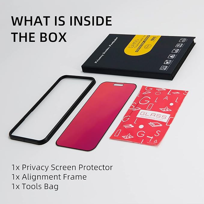 EGKimBa Privacy Screen Protector - Compatible with iPhone 16, 15, 14 Pro - 6.1 inch Gradient Colorful Electroplated Anti-Spy Anti-Blue Light Tempered Glass