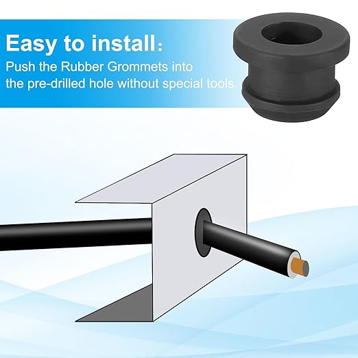 PATIKIL 10.5mm / 7/16 Inch Drill Hole,5/16 Inch ID Rubber Grommets, 12Pcs Top Hat Grommet for Wiring Eyelet Ring Gasket Automotive Firewall Cable Hole Plugs Wires Protection, Black