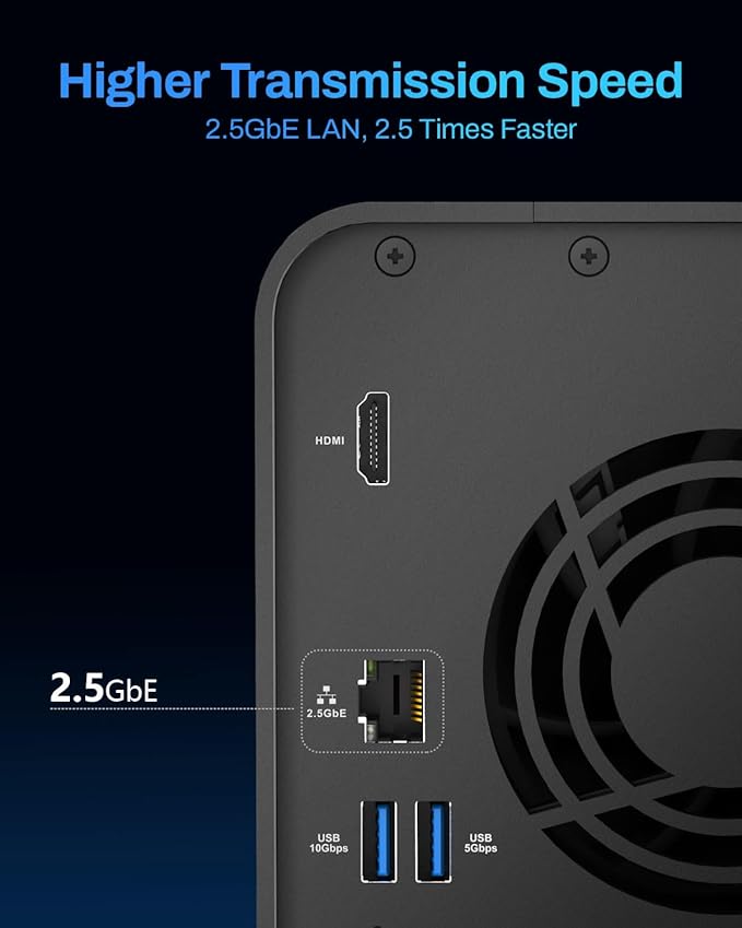 TERRAMASTER F2-425 2-Bay NAS Storage - Intel x86 Quad-Core CPU, 4GB RAM, 2.5GbE LAN, Network Attached Storage Multimedia Server for Home Users (Diskless)