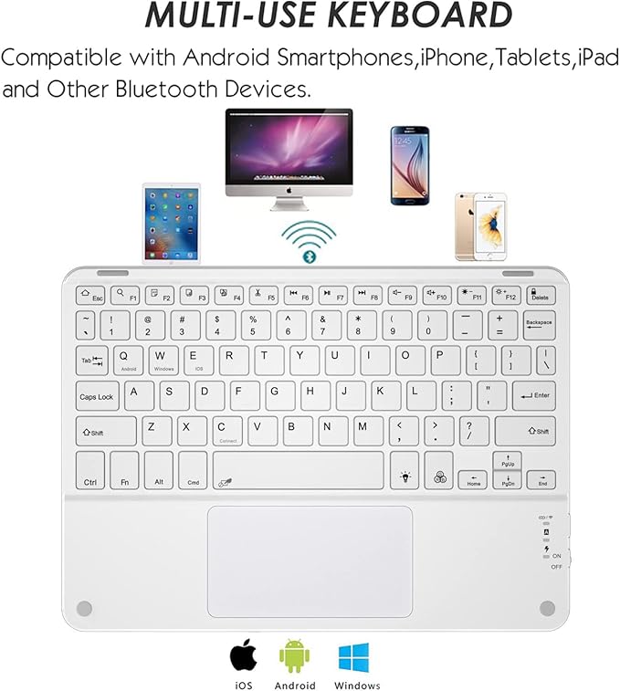 TouchPad Keyboard case for 9",9.7",10.1",10.2",10.5",10.9",11",Tablets,2-in-1 Bluetooth Wireless Keyboard with Touchpad,7 Colors Backlit & Leather Folio Cover(Rose Gold)