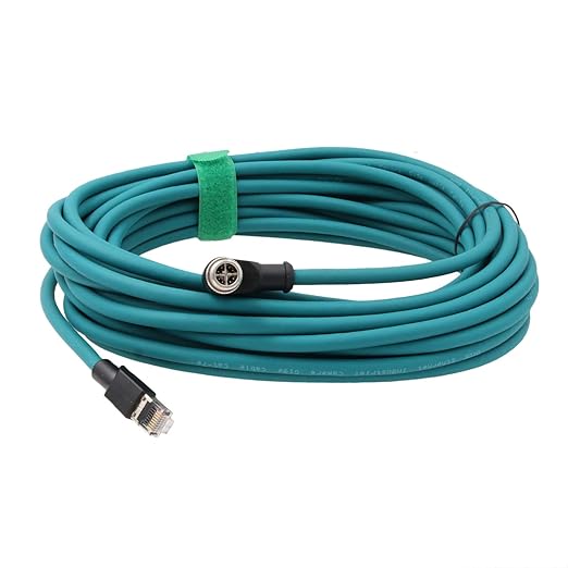 Ethernet 8 Pin X Coded M12 RJ45 CAT-7e Cable for Cognex Keyence Basler Vision Camera Sensor PLC Router, Right Angle 90-Degree 1m