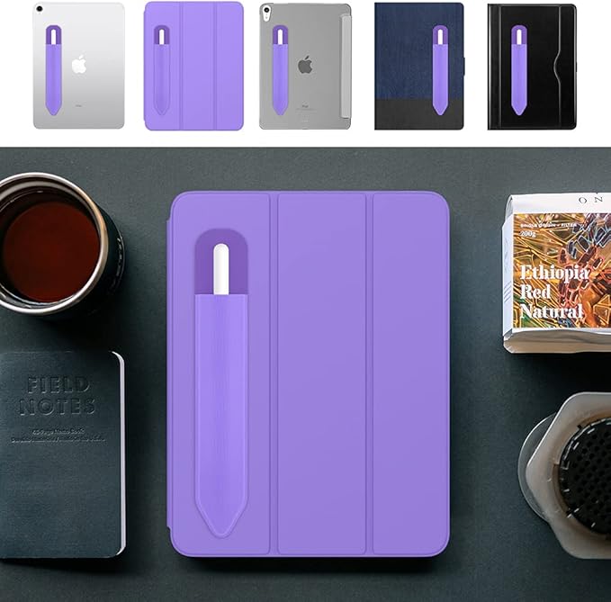 MoKo Pencil Holder Sticker for Apple Pencil Pro, Apple Pencil (USB-C), Apple Pencil 1st/2nd Generation, Elastic Pencil Case, Adhesive Pouch Attached to Pen Case, Purple