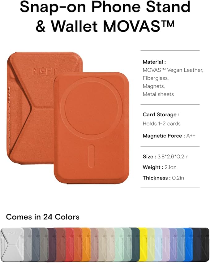 MOFT Magnetic Wallet Stand Compatible with iPhone 16/15/14/13/12 Series, Angle Adjustment MOVAS Phone Stand, Sunrise