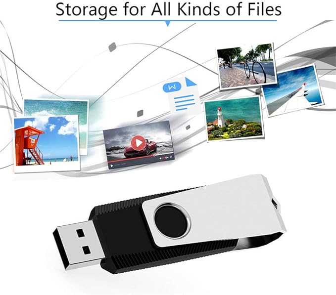 KEXIN Bulk USB 50 Pack 1GB USB Flash Drives Flash Drive Thumb Drive Bulk Flash Drives Swivel USB 2.0 (1G, 50PCS, Black)