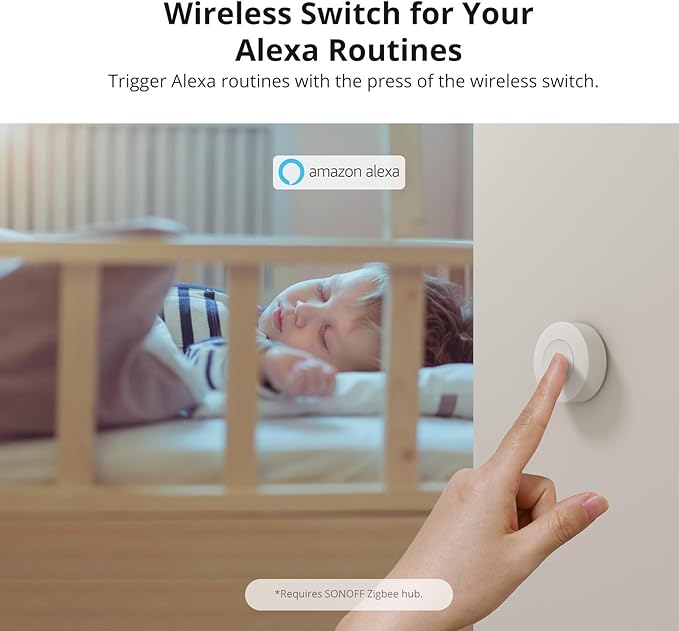 SONOFF Zigbee Switch, SNZB-01P Wireless Push Button, Supports to Create Smart Scenes, Trigger The Connected Devices on eWelink APP with Three Control Options, SONOFF ZigBee Bridge Required, 1Pack