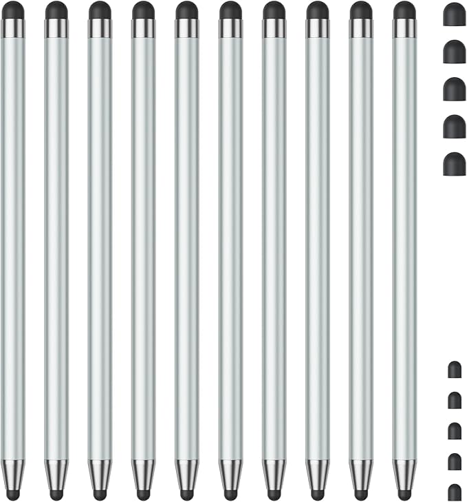 Stylus (10Pcs), Stylus Pen for Touchscreen, High Precision and Sensitivity Stylus Pen for Android Smartphone and Tablets, Compatible with Capacitive Touch Screen (Light Cyan)