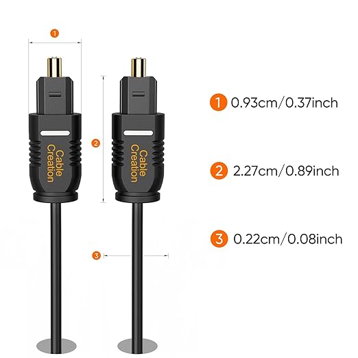 CableCreation Optical Digital Audio Cable 15FT 2-Pack, Thin Fiber Optic Toslink Gold Plated Optical S/PDIF Cord for Home Theater, Sound Bar, TV, PS4, Xbox, DVD/CD Player, Game Console& More, Black
