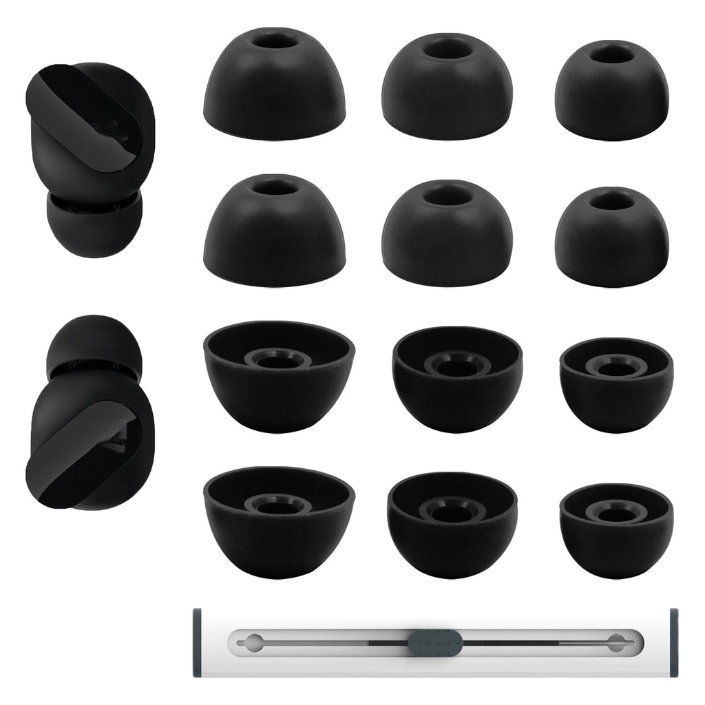 Replacement Silicone Ear Tips for Beats Fit Pro/Studio Buds/Studio Buds+ Headphone, 6 Pairs Earbuds Eartips L/M/S, Eargels Set Fit in Case, Earplug Ear Cap (Black with Pen)