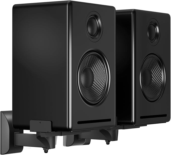 suptek Large Dual Side Clamping Bookshelf Speaker Wall Mounting Bracket for Large Surrounding Sound Speakers, Hold up to 66lbs Black SPM201XL
