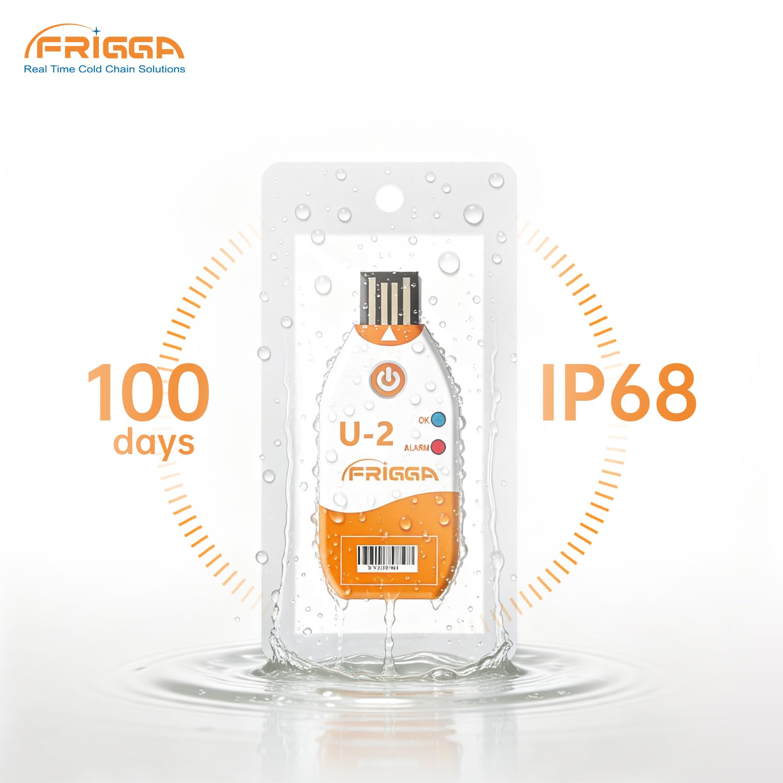 Frigga 50 Pack 100 Days USB Temperature Data Logger Single Use Temperature Recorder High Accuracy Thermometer Monitor 14400 Points with PDF CSV Report, U2