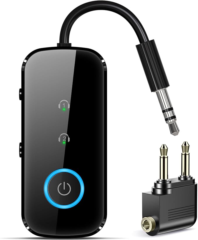 Premium Pro Bluetooth 5.4 Transmitter Receiver,Airplane Audio Adapter,Wireless Transmitter for TV/Travel Flight,Airline,Gym.Supports to 2 AirPods/Headphones,Bluetooth Receiver for Car/Home Stereo