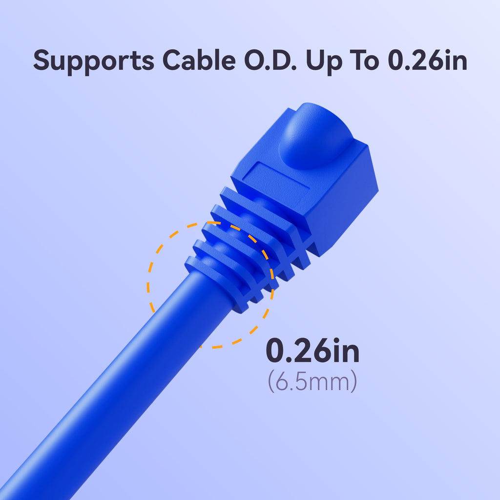 CableGeeker 100-Pack Cat6 / Cat5e RJ45 Strain Relief Boots, RJ45 Boot, Cat 6 Boot, Cat6 Ethernet Boots, Suitable for 6.5mm(0.26in) Ethernet Cables (Round-Press Blue)
