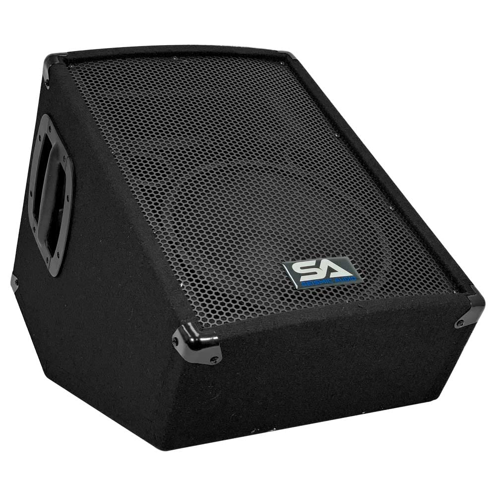 Seismic Audio - SA-10MT-PW-Pair - Pair of Powered 2-Way 10" Floor / Stage Monitor Wedge Style with Titanium Horns