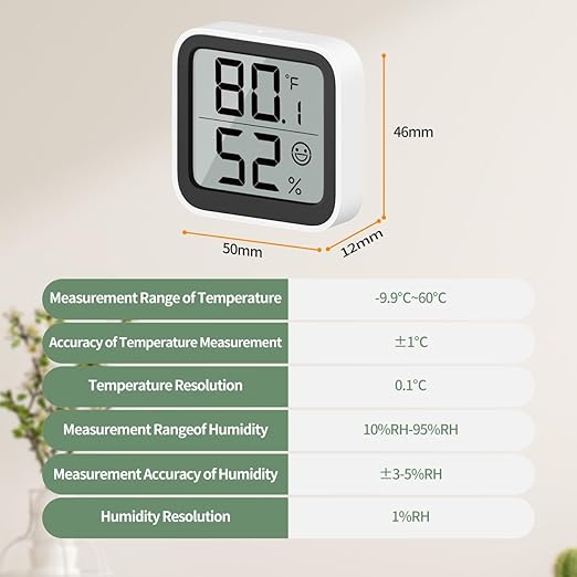 NOKLEAD Thermometer Humidity Meter Inside Mini Hygrometer Monitor Room Temperature Measuring Device with Face Icon Comfort Indicator ℃/℉ Switch for Baby Room Greenhouse Office Living Room (4)