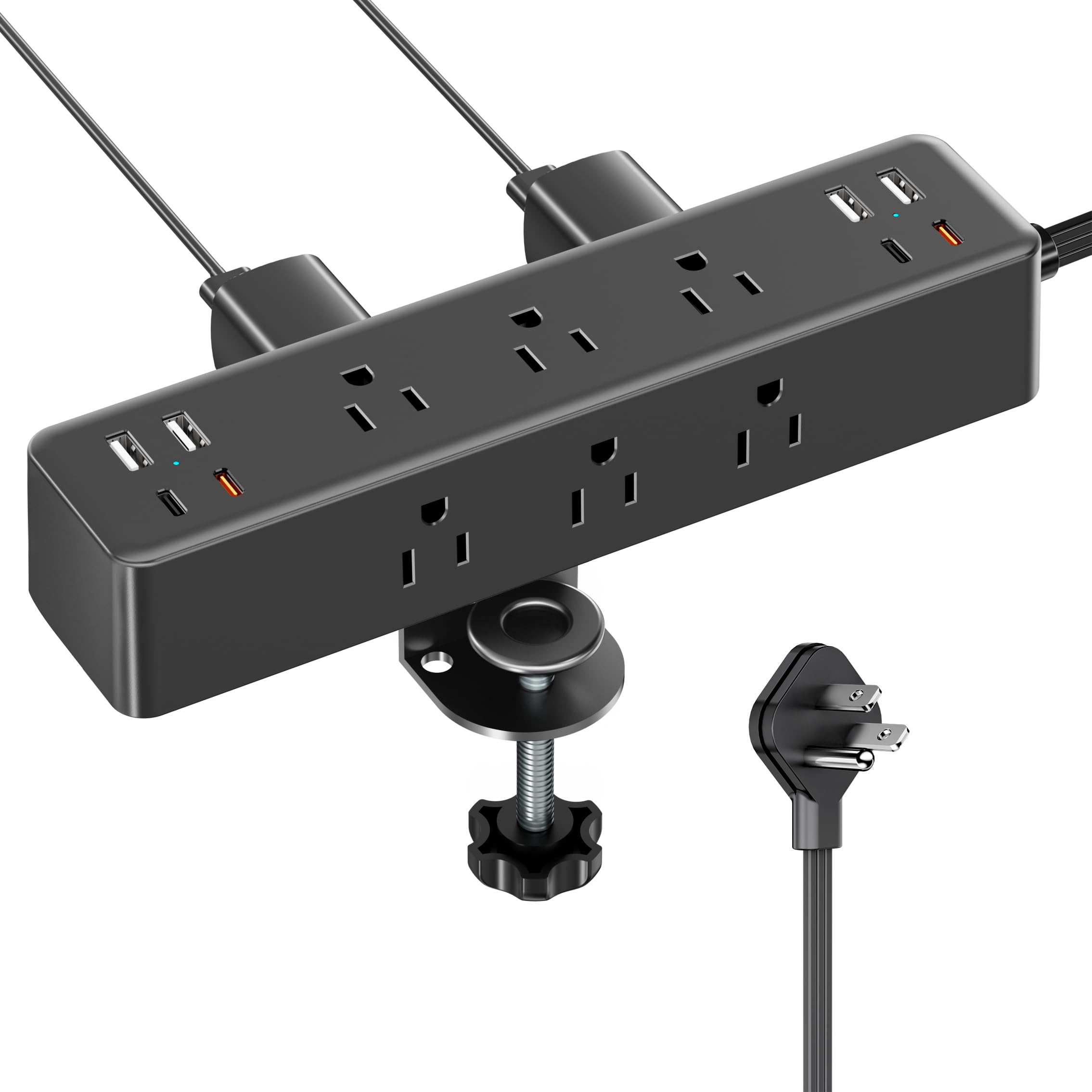 Acozvin Desk Clamp Power Strip 15FT, 40W Total Fast Charging Station