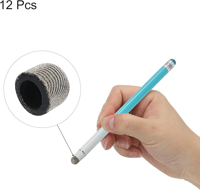 MECCANIXITY 12pcs 8mm Stylus Pen Fine Tips Conductive Fiber Capacitive Touch Screen Pens Tip Universal Replacement