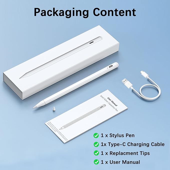 Stylus Pen for Apple iPad (2025-2018),Sensitivity Palm Rejection Fast Charge Stylus Pencil,iPad Pencil for iPad A16 11/10/9/8/7/6th & iPad Pro 13/12.9/11(M4) & Air 13/11(M3/M2) & Mini A17 Pro/6/5