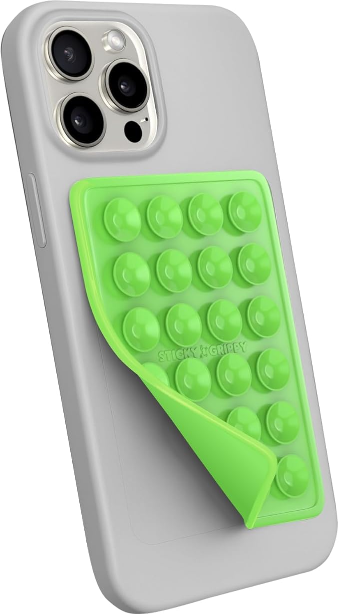 StickyGrippy Suction Phone Case Mount, Sillicon Adhesive Phone Accessory for iPhone and Android, Hands-Free Fidget Toy Mirror Shower Phone Holder, Tiktok Videos and Selfies (Blue)