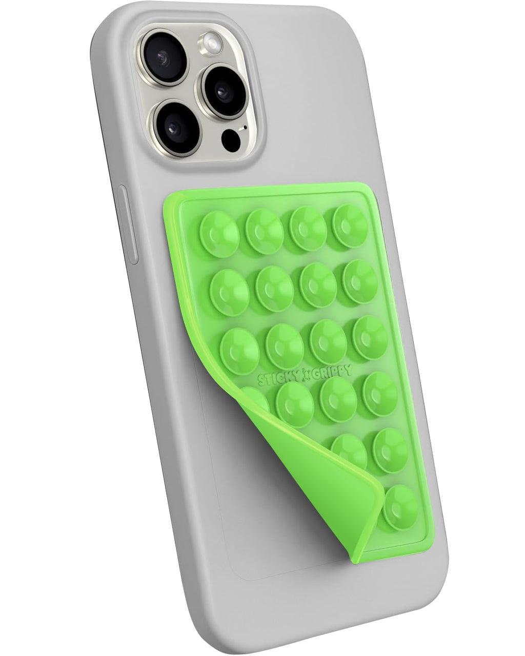 StickyGrippy Suction Phone Case Mount, Sillicon Adhesive Phone Accessory for iPhone and Android, Hands-Free Strong Grip Mirror Shower Phone Holder, Tiktok Videos and Selfies (Green)