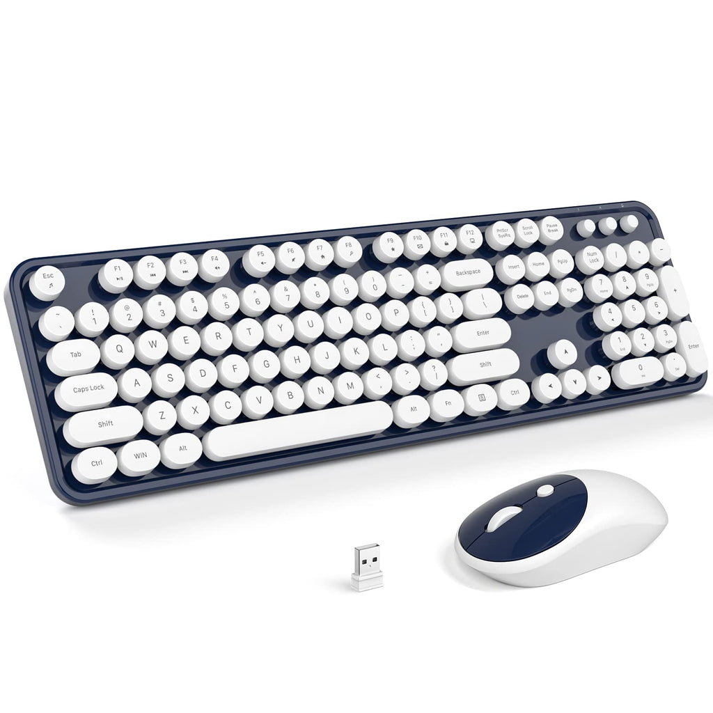 KNOWSQT Wireless Keyboard and Mouse Combo, MilkTea 104 Keys Full-Sized 2.4 GHz Round Keycap Colorful Keyboards, USB Receiver Plug and Play, for Windows, Mac, PC, Laptop, Desktop