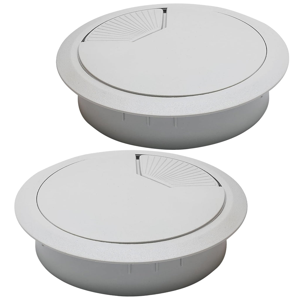 Desk Grommet 3-1/8" (80 mm), Desk Cord Hole Cover, Light Grey 2 Pcs