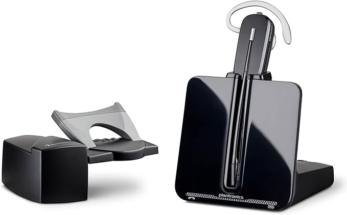 Poly CS540 Wireless DECT Headset with HL10 Lifter (Plantronics) - Single Ear (Mono) Convertible (3 wearing styles) - Connects to Desk Phone - Noise Canceling Microphone - Amazon Exclusive