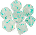 QMAY DND Dice Set -D&D Polyhedral Dice (7 Pcs) for Dungeons and Dragons (Transparent White Glitter)