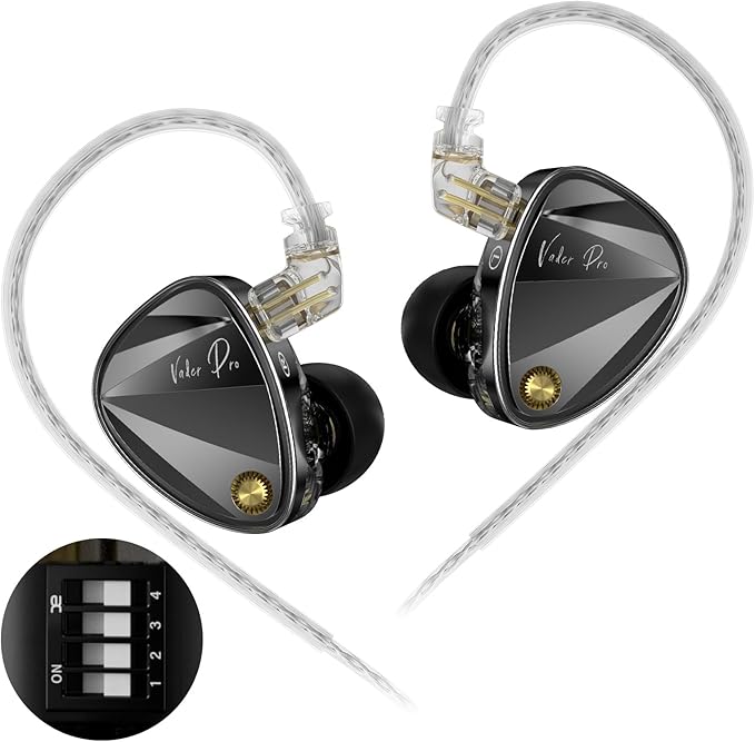 KZ Vader Pro in-Ear Monitors Gaming Earbuds, Triple Dynamic Driver IEM with 4 Tuning Switches, Clarity in All Frequency Stereo Sound Comfortable Noise Isolating Earphones for Stage and Studio (Nomic)