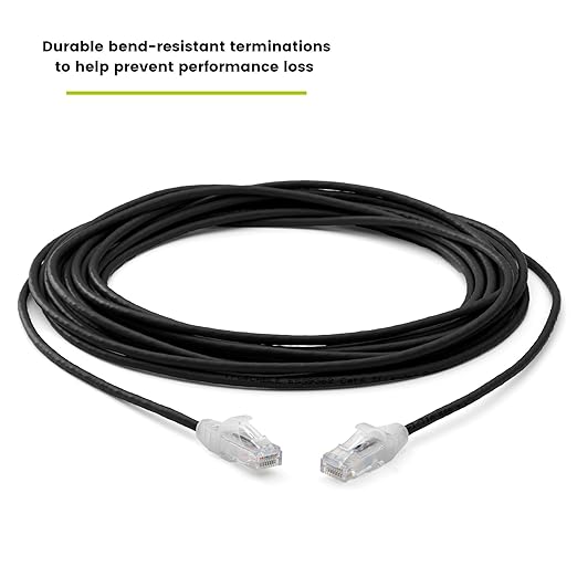 TRUECABLE Cat6 Component Rated Patch Cable, Unshielded (U/UTP), 25ft, Black, 28AWG Solid Copper, Snagless 10G High-Speed Ethernet Cable, PoE++ 4PPoE 100W, UL Listed, RoHS-3, 1 Pack