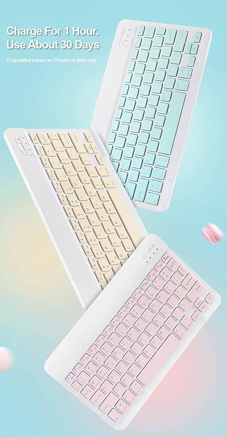 AnMengXinLing Keyboard Case for iPad Air 11 inch (M3 2025/M2 2024) with Mouse, Case for iPad Air 5th/4th Gen with Keyboard Cover with Pencil Holder, Purple
