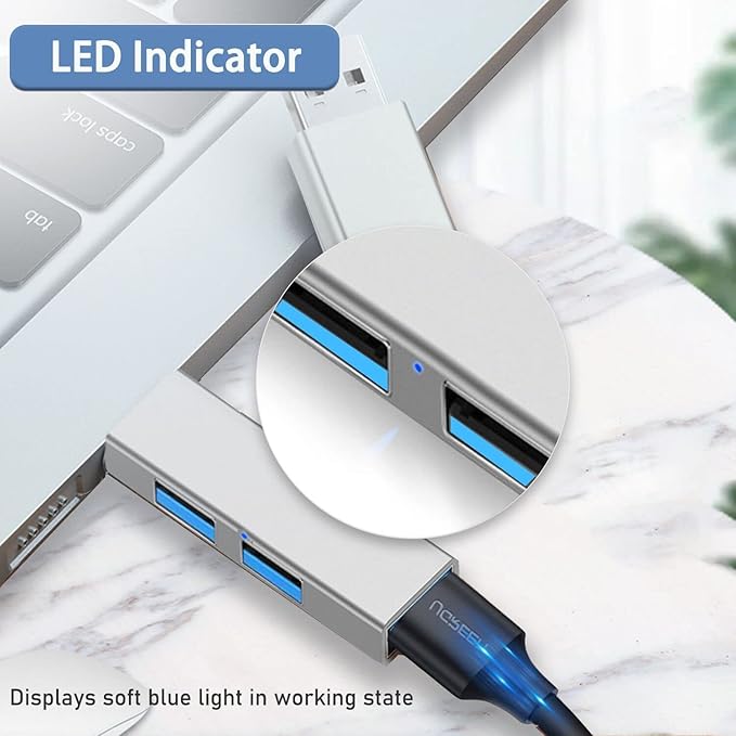 USB 3.0 Hub, VIENON Aluminium 3-Port USB Hub USB Splitter USB Expander for Laptop, Xbox, Flash Drive, HDD, Console, Printer, Camera,Keyborad, Mouse