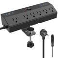 Desk Clamp Power Strip 2 USB C Desktop Mount Outlet Charging Station, 10FT Extension Cord Flat Plug with 6 AC, Removable 40W Fast Charging Surge Protector Power Strip Fits 1.8" Office Tabletop Edge
