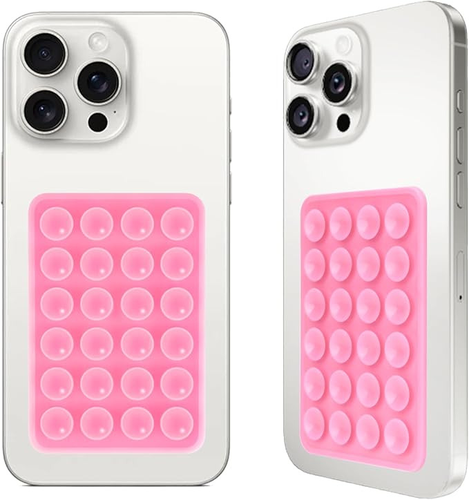Giumel 2PCS Silicone Suction Phone Case Mount,Non Slip Suction Cup, Hands-Free Phone Accessories Holder for Selfies and Videos,Silicone Adhesive Stand Sticky for Cell Phone Rose red