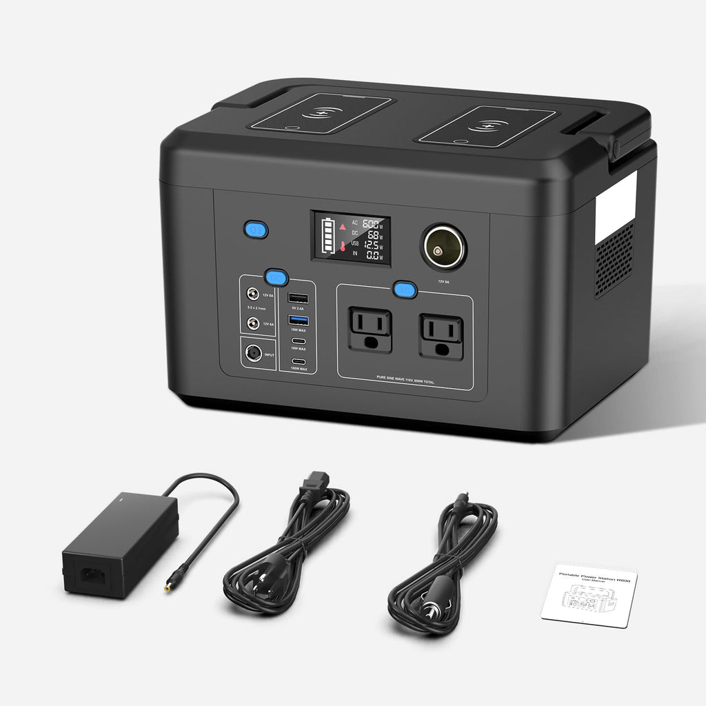 600W Portable Power Station, 296Wh Lithium Solar Generator for Camping
