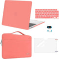 MOSISO Compatible with MacBook Air 13 inch Case 2025 2024 2023 2022 M4 A3240 M3 A3113 M2 A2681, Hard Shell&Sleeve Bag&Keyboard Skin&Webcam Cover&Screen Film for MacBook Air 13.6 inch, Coral