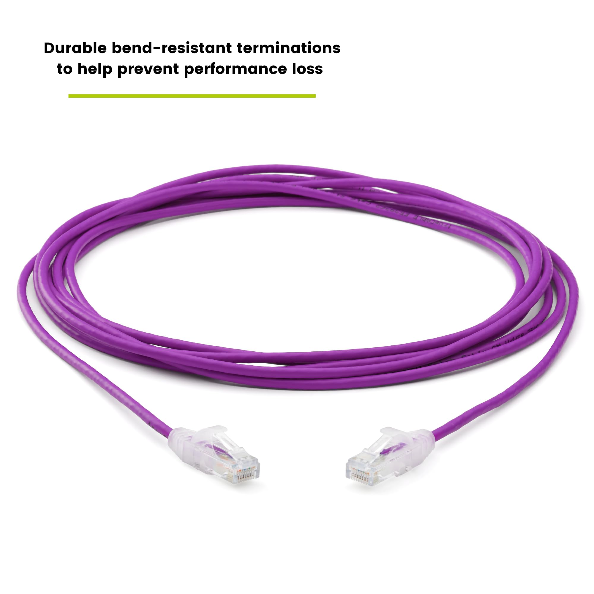 TRUECABLE Cat6 Component Rated Patch Cable, Unshielded (U/UTP), 14ft, Purple, 28AWG Stranded Pure Copper, Snagless 10G High-Speed Ethernet Cable, PoE++ 4PPoE 100W, UL Listed, RoHS-3, 1 Pack