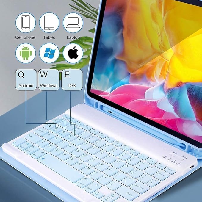 AnMengXinLing Lovely Keyboard Case for iPad 9th/8th/7th Generation with Mouse,Case for iPad9 iPad8 iPad7 10.2 inch with Pencil Holder and Deatachable Keyboard Mouse, Pink