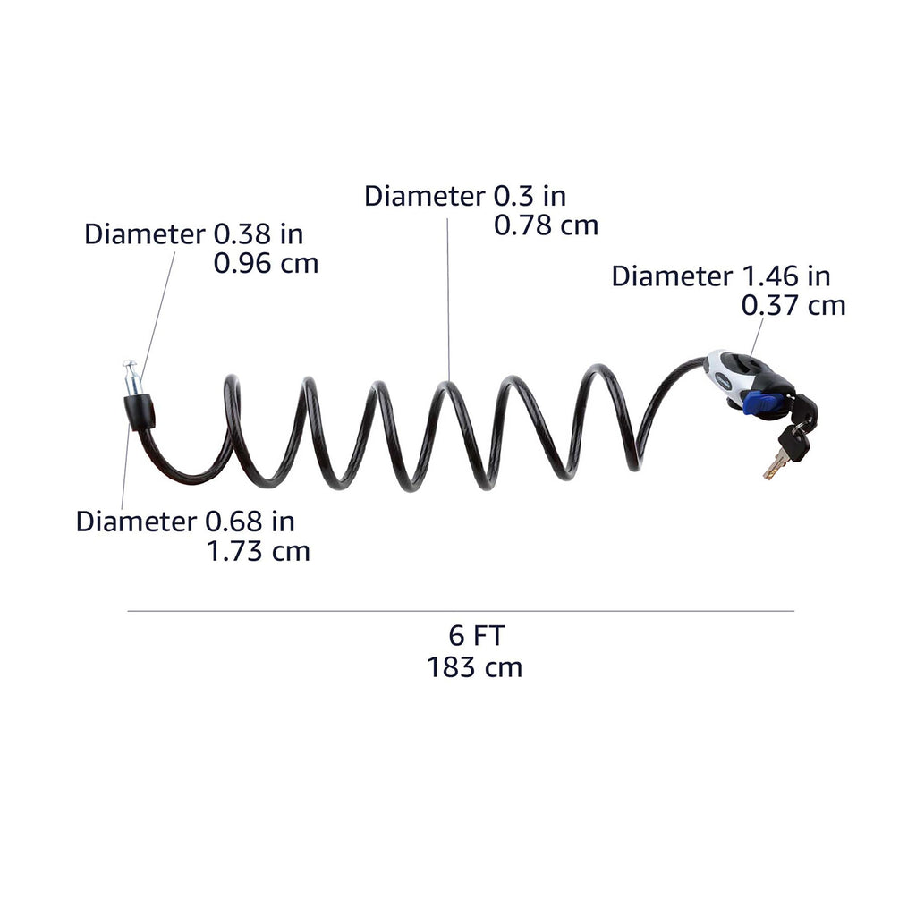 Amazon Basics Weather Resistant Bike Security Cable Lock, 70 inches Length, 8mm Diameter, Black