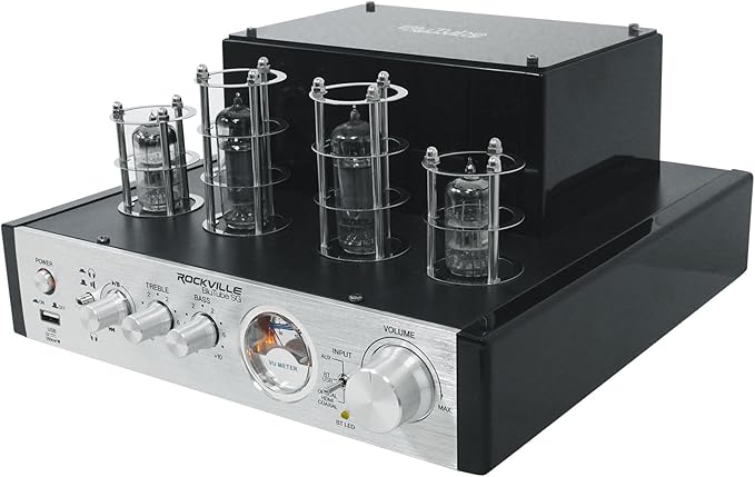 Rockville BluTube SG 70W Home Theater Tube Amplifier Stereo Receiver, Bluetooth, USB/RCA/Optical/Coaxial Inputs, 35W x 2 RMS @ 4 Ohm, for Music and Movies