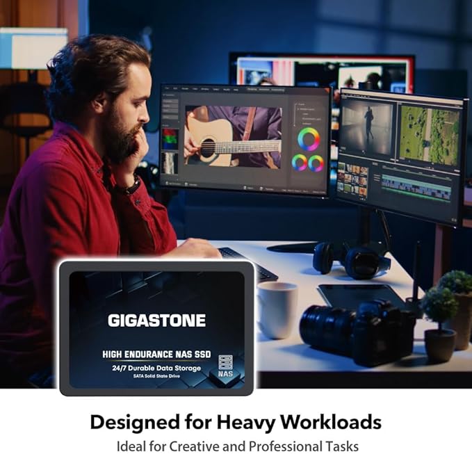 Gigastone 1TB NAS SSD Drive (12-Pack) 24/7 Durable TLC High Endurance RAID Data Storage Network Attached Storage 2.5" SATA Internal Solid State Hard Drives