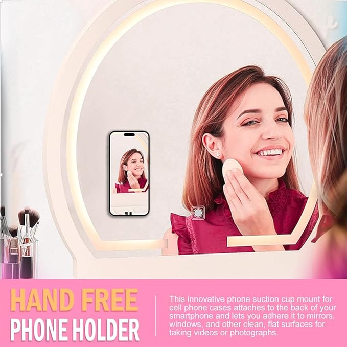Silicone Suction Holder, Silicon Adhesive Phone Accessory for iPhone and Android, Hands-Free Mirror Shower Phone Holder, TikTok Videos and Selfies (Rose Pink, Single Sided)